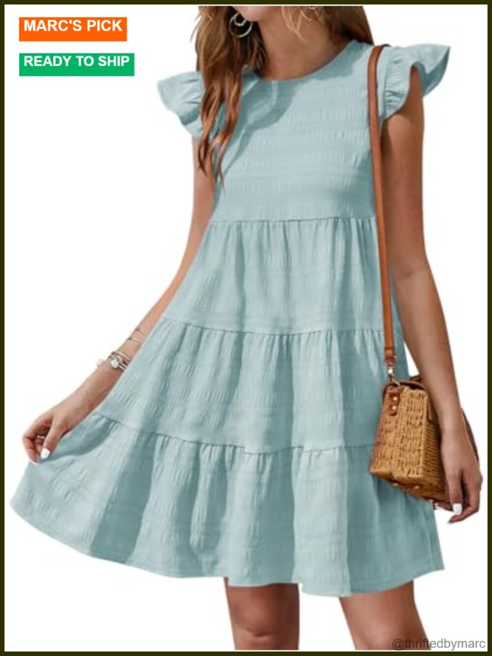 Ruffle Sleeve Babydoll Dress Loose Flowy Casual Sundress